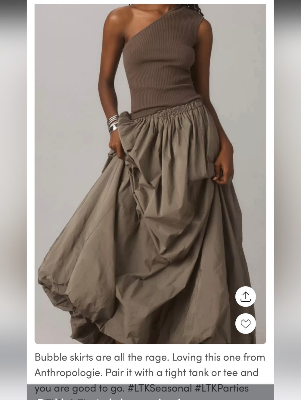 Anthropologie Taupe Brown Bubble Maxi Skirt